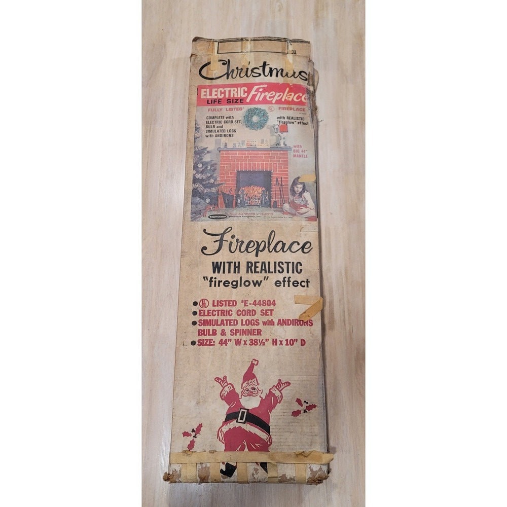 Vintage Toymaster Life Size Electric Cardboard Christmas Fireplace 44in